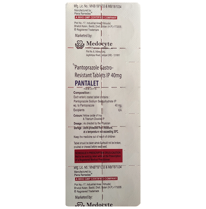 Pantalet Tablet    Pantoprazole 40mg