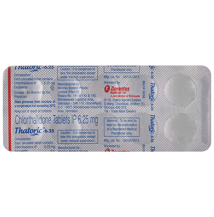 Thaloric 6.25 Tablet    Chlorthalidone 6.25mg
