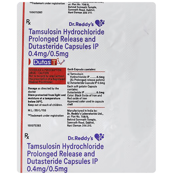 Dutas T Plus Capsule PR    Tamsulosin 0.4mg + Dutasteride 0.5mg