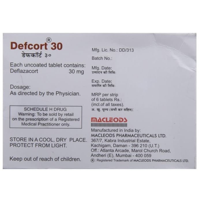 Defcort 30 Tablet    Deflazacort 30mg