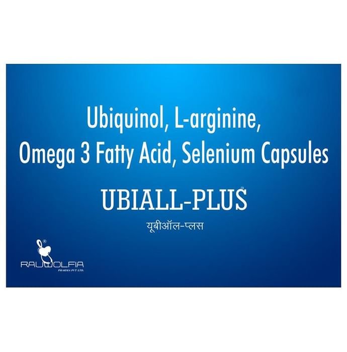 Ubiall-Plus Capsule    Coenzyme Q10 100mg + L-Arginine 100mg + Omega-3 fatty acid 150mg + Selenium 7