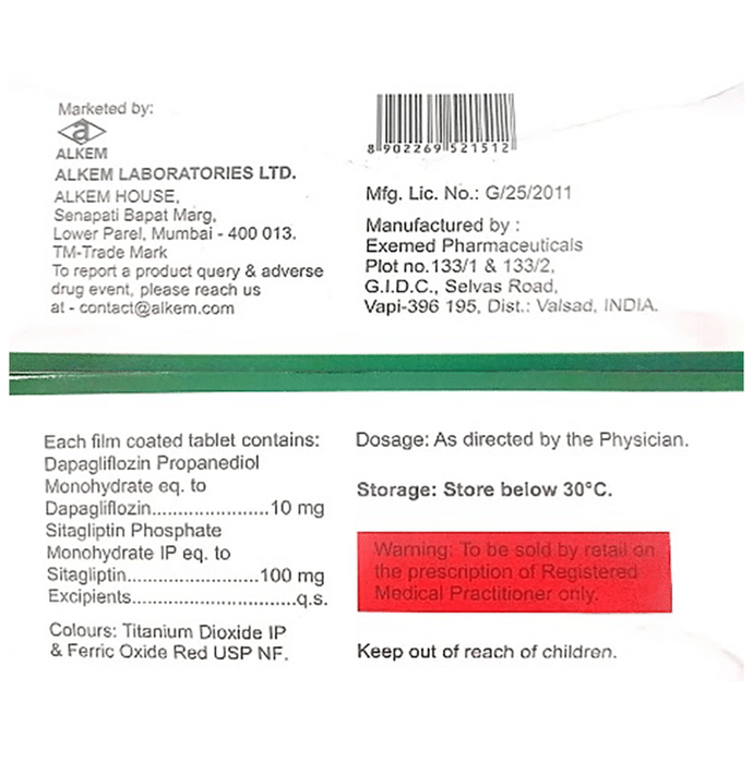 Dapanorm Duo 10 Tablet    Dapagliflozin 10mg + Sitagliptin 100mg