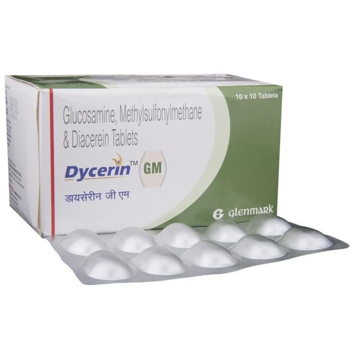 Dycerin GM Tablet    Glucosamine 750mg + Diacerein 50mg + Methyl Sulfonyl Methane 250mg