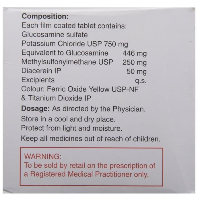 Dycerin GM Tablet    Glucosamine 750mg + Diacerein 50mg + Methyl Sulfonyl Methane 250mg