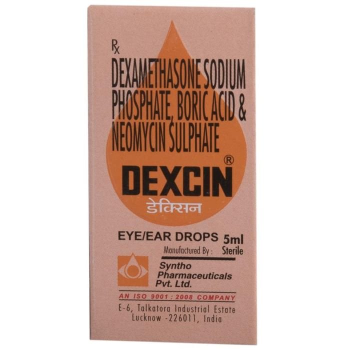 Dexcin Eye/Ear Drops    Neomycin 0.5% w/v + Dexamethasone 0.1% w/v