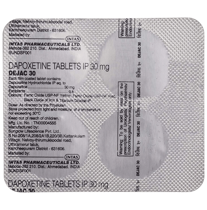 Dejac 30 Tablet    Dapoxetine 30mg