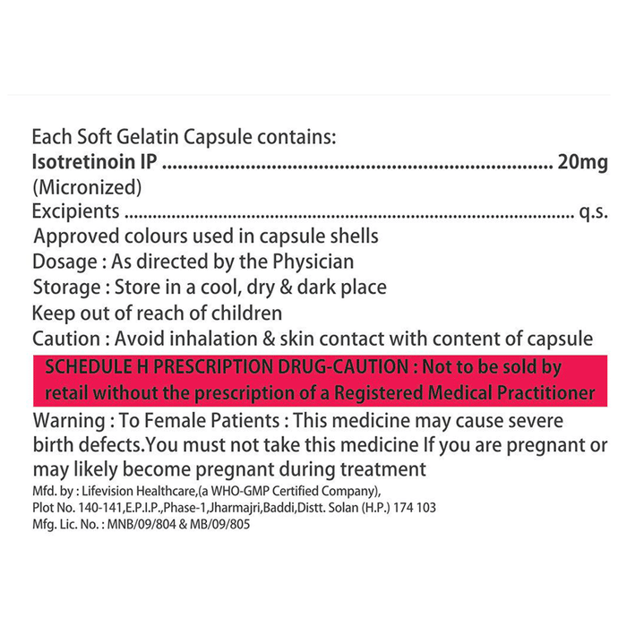 Acnedoq 20 Soft Gelatin Capsule    Isotretinoin 20mg