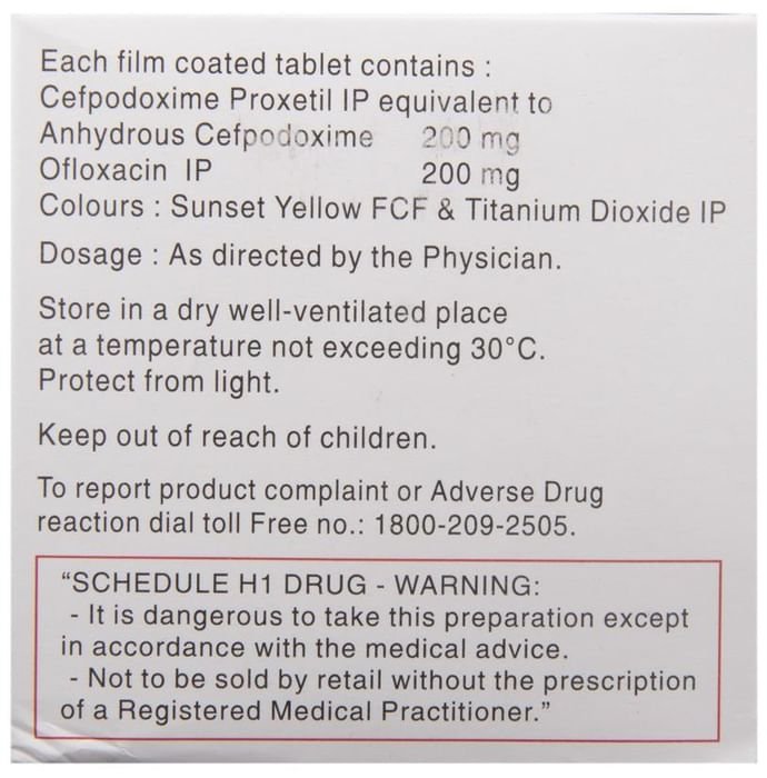 Doxcef-O Tablet    Cefpodoxime Proxetil 200mg + Ofloxacin 200mg