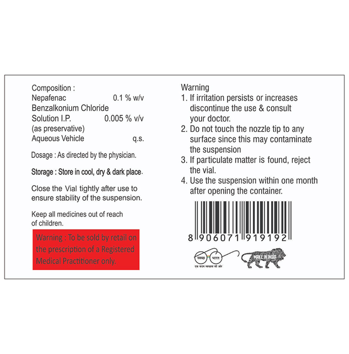 Nepalook Eye Drop    Nepafenac 0.1% w/v