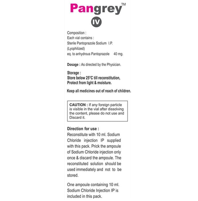 Pangrey IV Injection    Pantoprazole 40mg