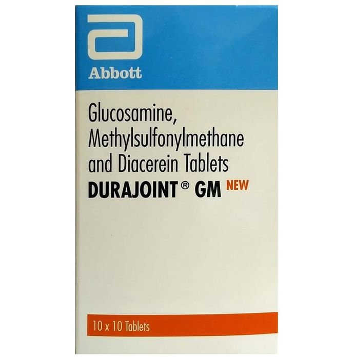 Durajoint GM New Tablet    Diacerein 50mg + Glucosamine Sulfate Potassium Chloride 750mg + Methyl Su