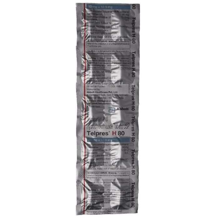 Telpres H 80 Tablet    Telmisartan 80mg + Hydrochlorothiazide 12.5mg