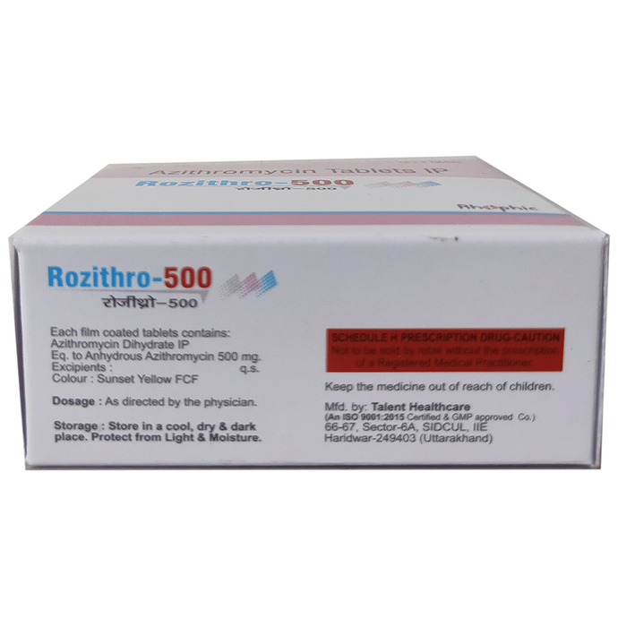 Rozithro 500 Tablet    Azithromycin 500mg