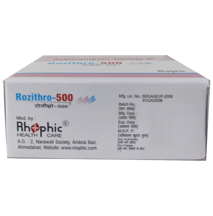 Rozithro 500 Tablet    Azithromycin 500mg