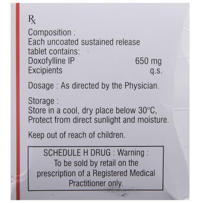 Doxoril 650 Tablet SR    Doxofylline 650mg