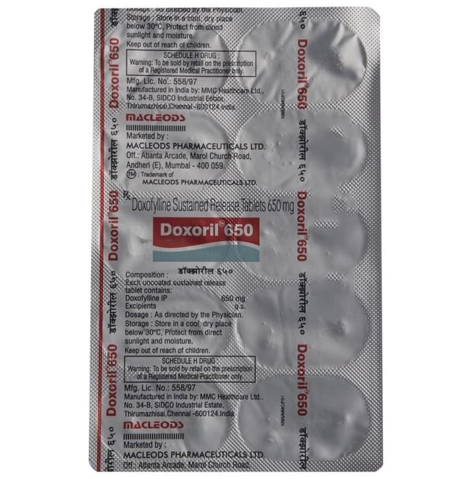 Doxoril 650 Tablet SR    Doxofylline 650mg