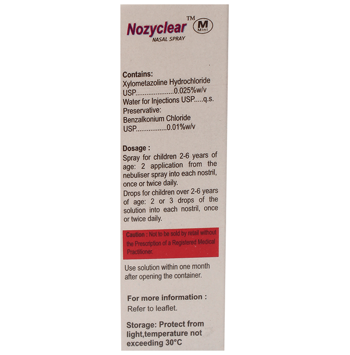 Nozyclear M Nasal Spray    Xylometazoline 0.025% w/v