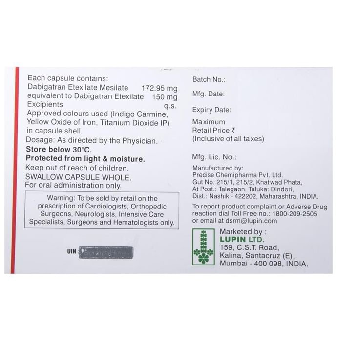 Dabistar 150 Capsule    Dabigatran Etexilate 150mg