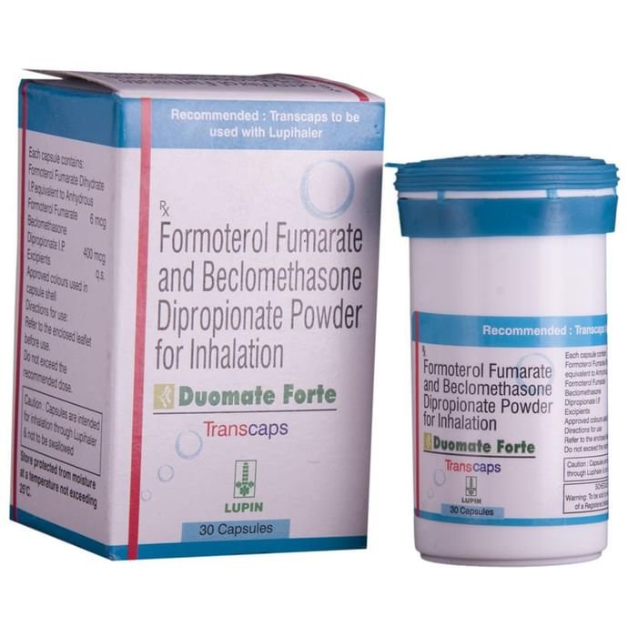 Duomate Forte Transcaps    Beclometasone 400mcg + Formoterol 6mcg