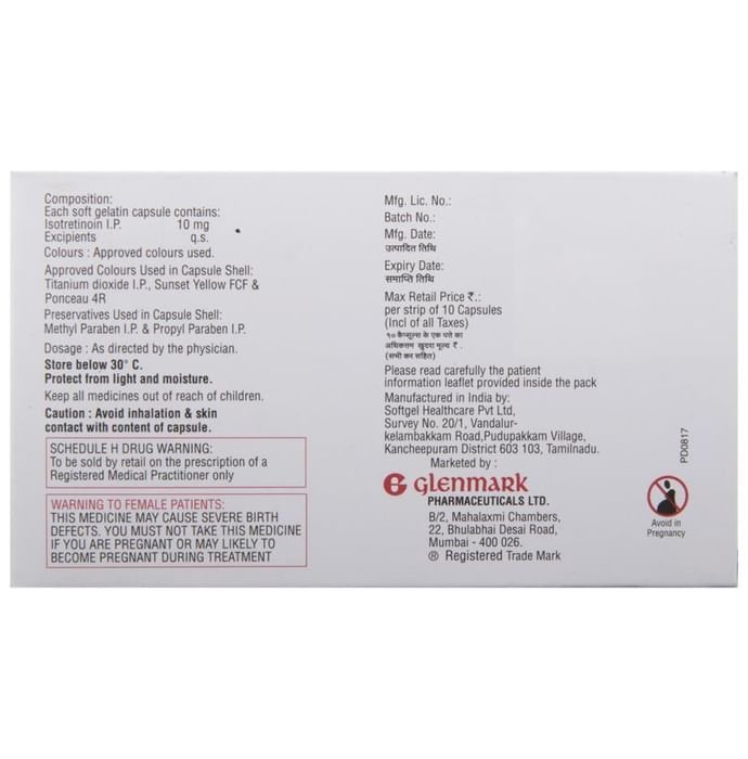 D Acne I 10 Capsule    Isotretinoin 10mg