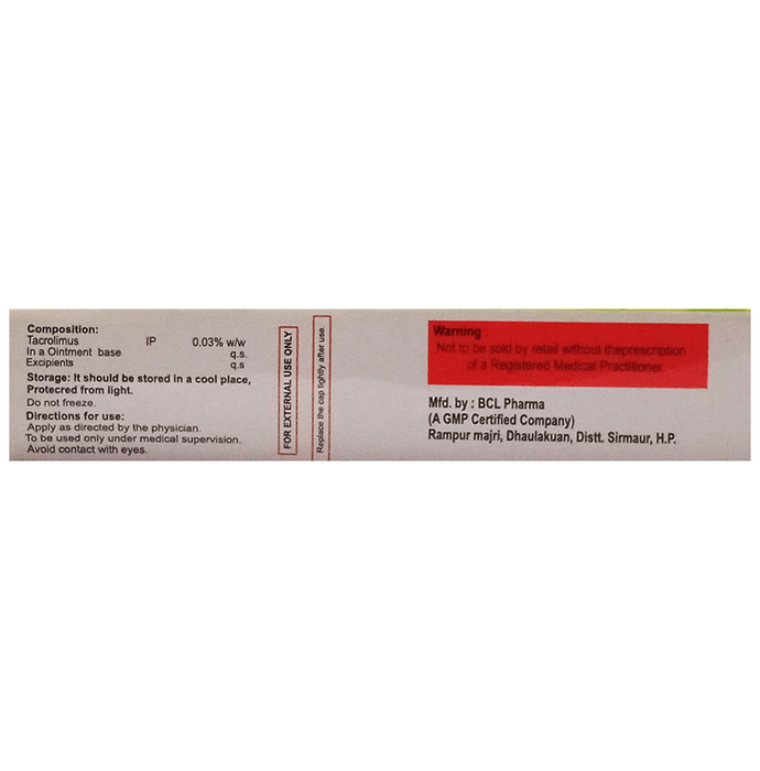 Tacodaz Ointment    Tacrolimus 0.03% w/w