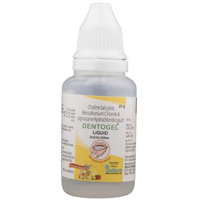 Dentogel Liquid    Choline Salicylate 8.7% w/w + Lidocaine 2% w/w