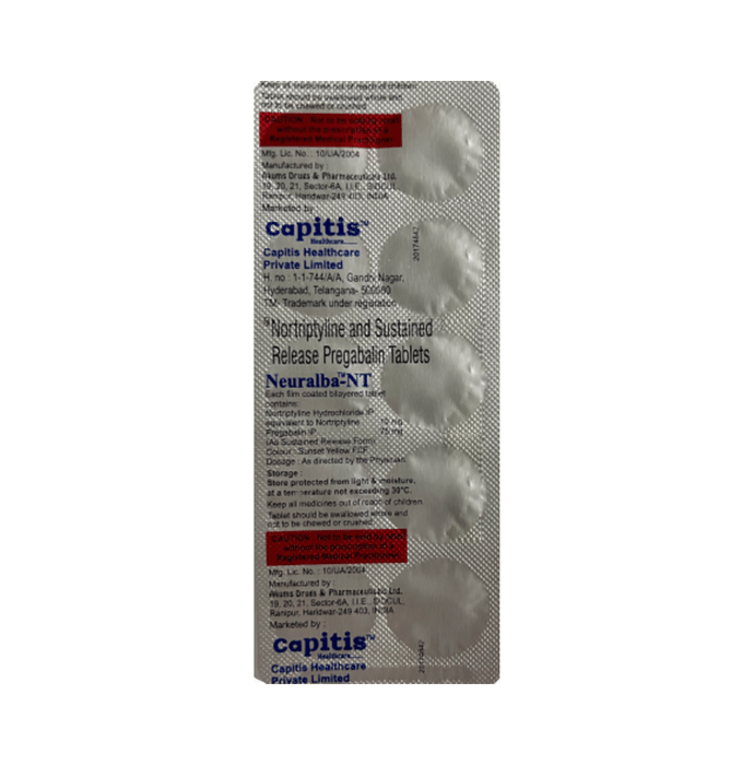 Neuralba-NT Tablet SR    Pregabalin 75mg + Nortriptyline 10mg