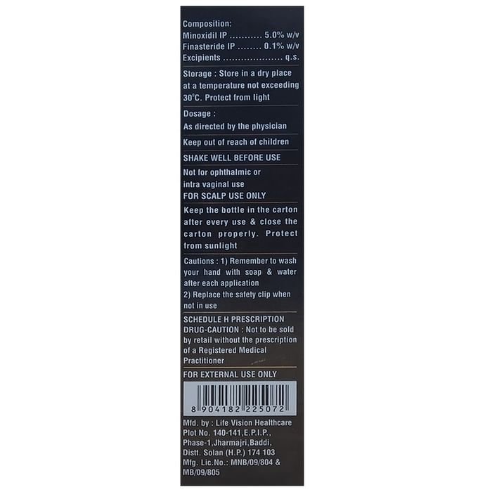 DavaIndia Minoxidil+Finasteride Solution    Minoxidil 5% w/v + Finasteride 0.1% w/v