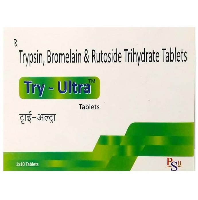 Try-Ultra Tablet    Bromelain 180mg + Trypsin 96mg + Rutoside 200mg