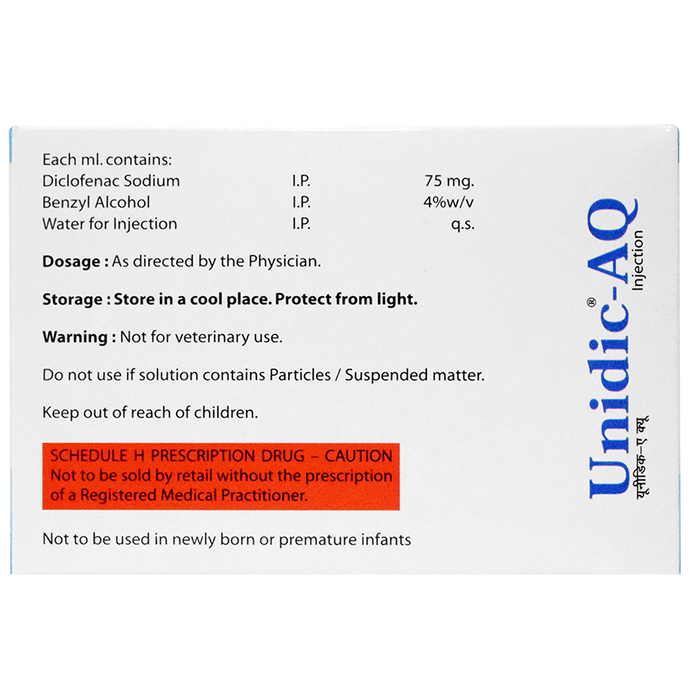 Unidic-AQ Injection    Diclofenac 75mg/ml