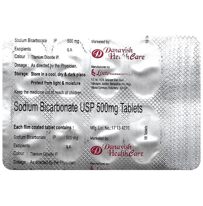 Danavish Sodium Bicarbonate 500mg Tablet    Sodium Bicarbonate 500mg