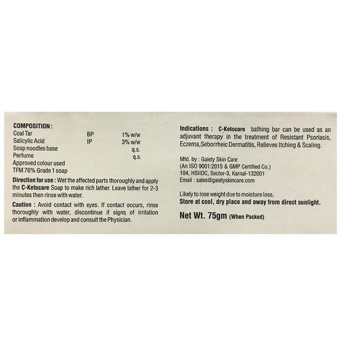 C-Ketocare Medicated Soap    Coal Tar 1% w/w + Salicylic Acid 3% w/w
