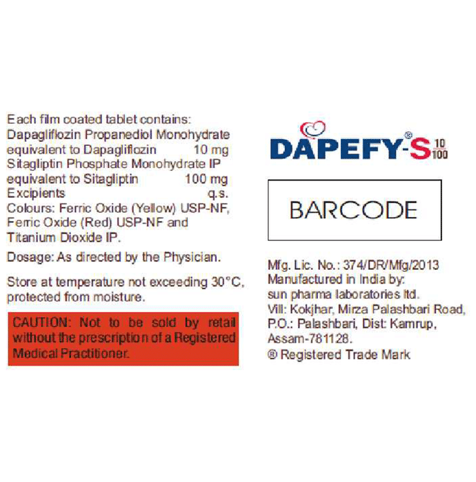 Dapefy-S 10/100 Tablet    Dapagliflozin 10mg + Sitagliptin 100mg