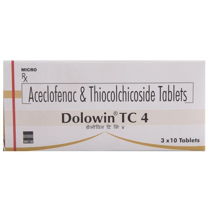 Dolowin TC 4 Tablet    Aceclofenac 100mg + Thiocolchicoside 4mg