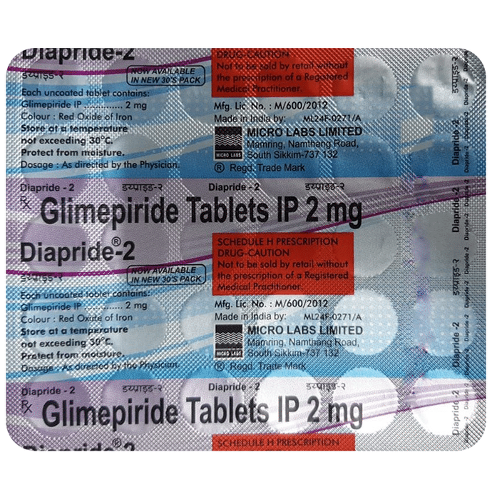 Diapride 2 Tablet    Glimepiride 2mg