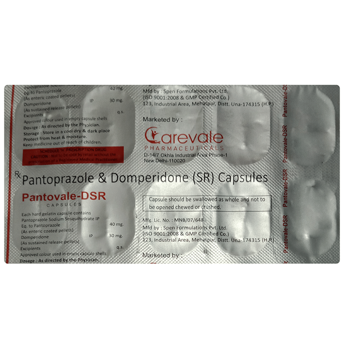 Pantovale-DSR Capsule    Domperidone 30mg + Pantoprazole 40mg