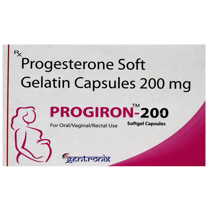 Progiron 200 Softgel Capsule    Progesterone Natural Micronized 200mg