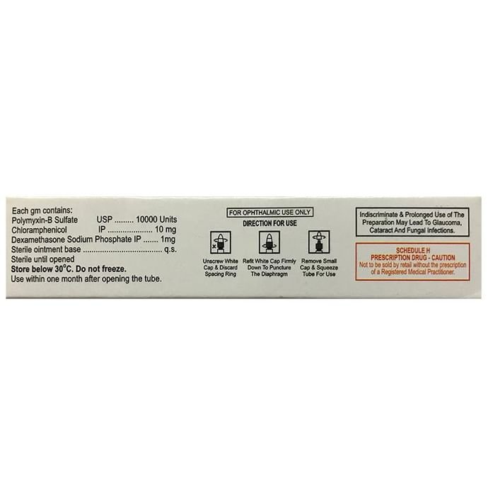 Dexoren-SP Eye Ointment    Chloramphenicol 10mg + Dexamethasone 1mg + Polymyxin B 10000units