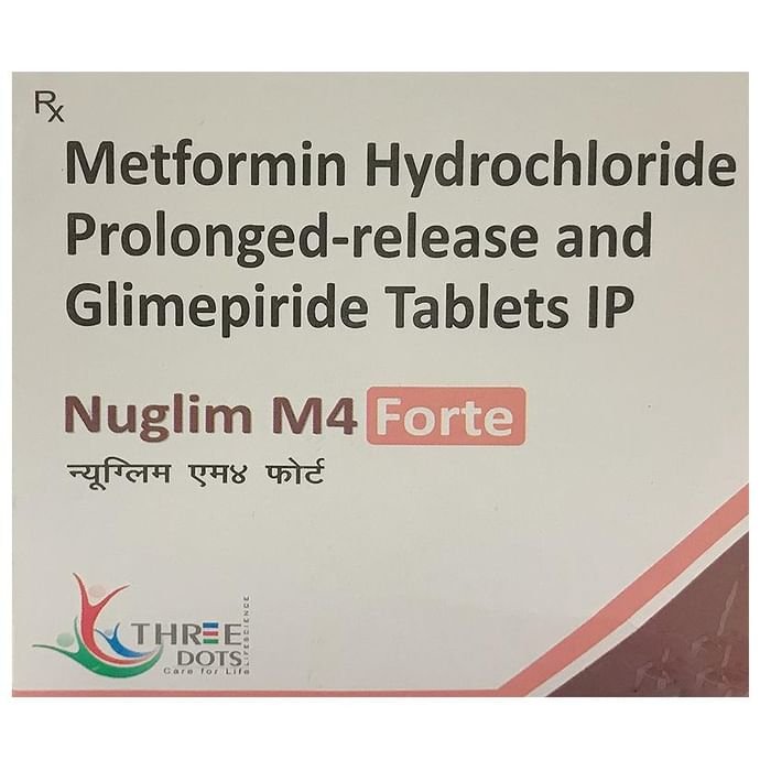 Nuglim M4 Forte Tablet PR    Glimepiride 4mg + Metformin 1000mg