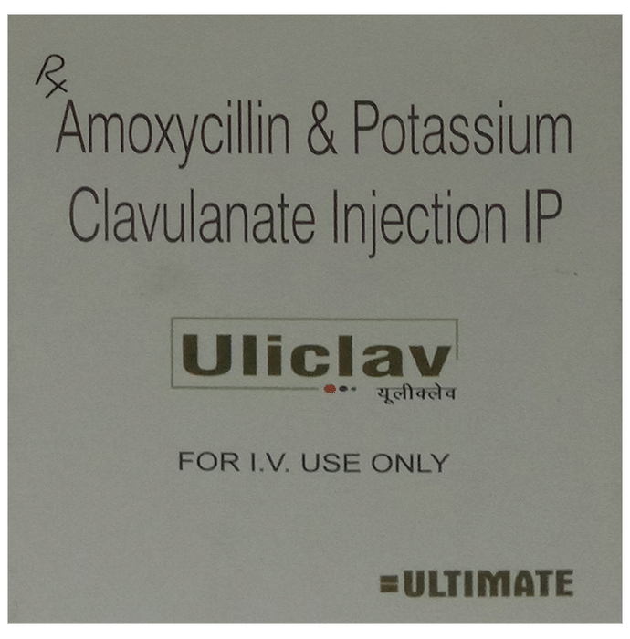 Uliclav Injection    Amoxycillin 1000mg + Clavulanic Acid 200mg