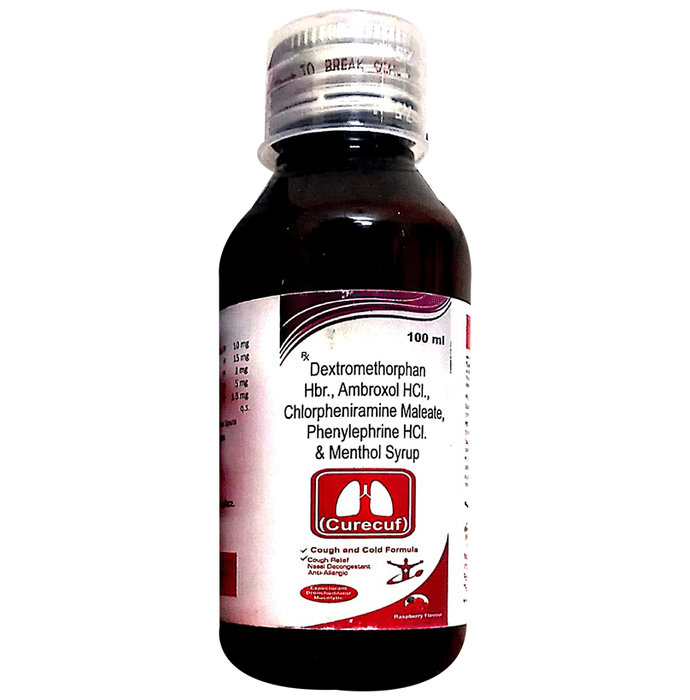 Curecuf Syrup Raspberry    Ambroxol 15mg/5ml + Dextromethorphan Hydrobromide 10mg/5ml + Phenylephrin