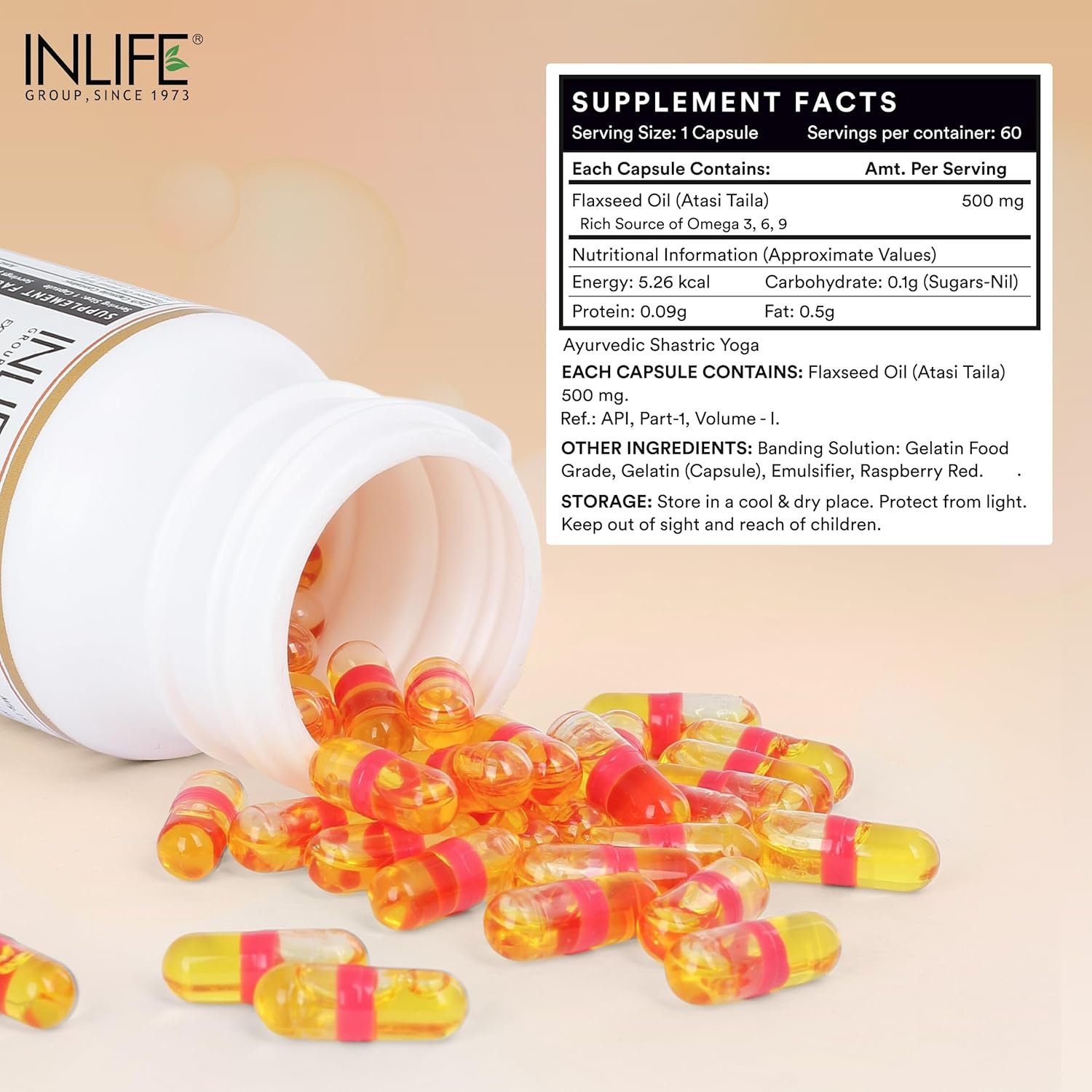 Inlife Liquid Filled Flaxseed Oil | With Omega 3, 6, 9 | Capsule