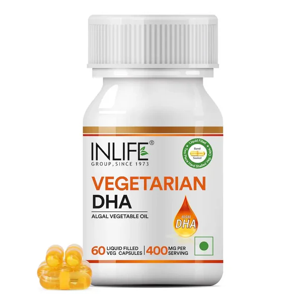 Inlife Algal DHA Vegetable Oil | Liquid Filled Veg Capsule for Heart & Brain Health