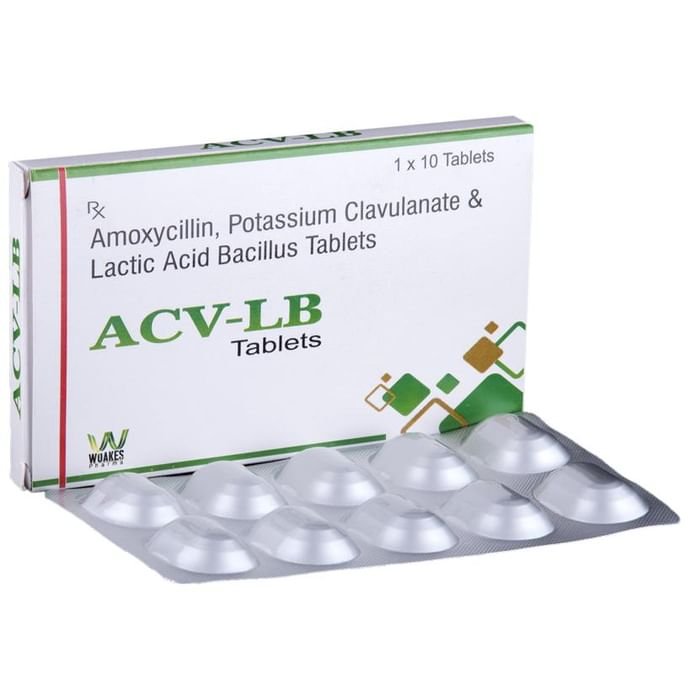 Acv-LB Tablet Amoxycillin 500mg + Potassium Clavulanate 125mg + Lactobacillus Acidophilus 60Million 