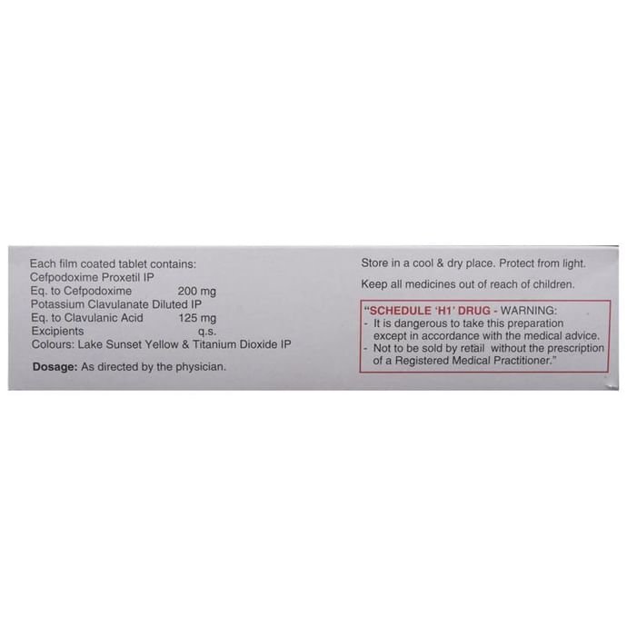 Kefpod CV 200 Tablet Cefpodoxime Proxetil 200mg + Clavulanic Acid 125mg