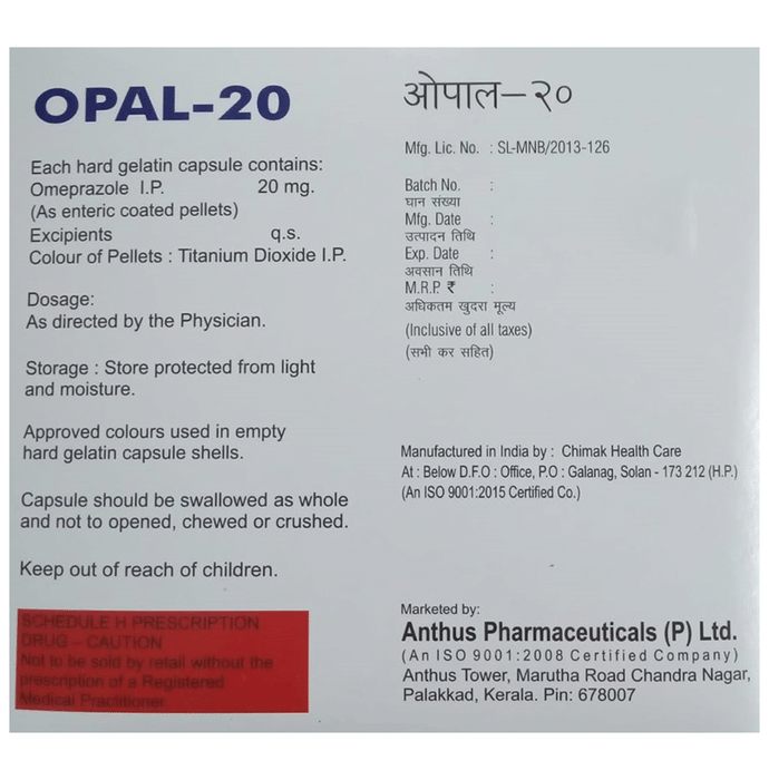Opal 20 Capsule Omeprazole 20mg