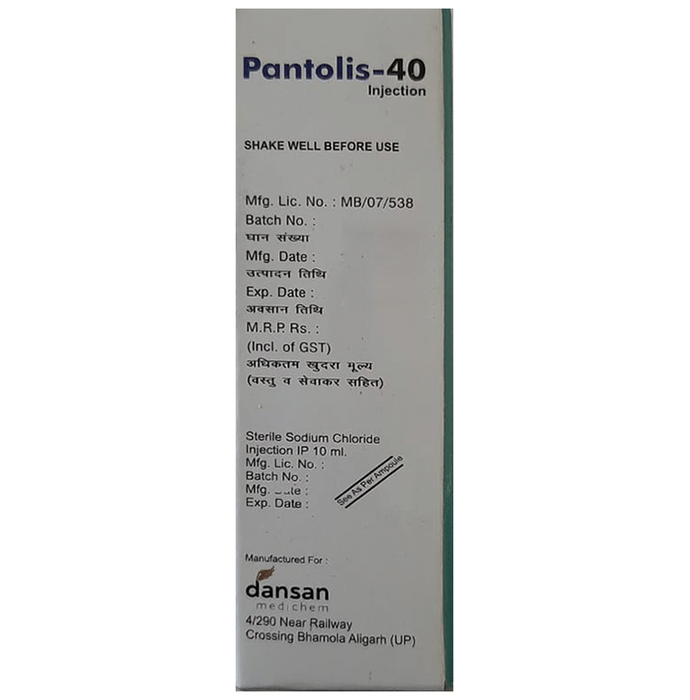 Pantolis 40 Injection Pantoprazole 40mg