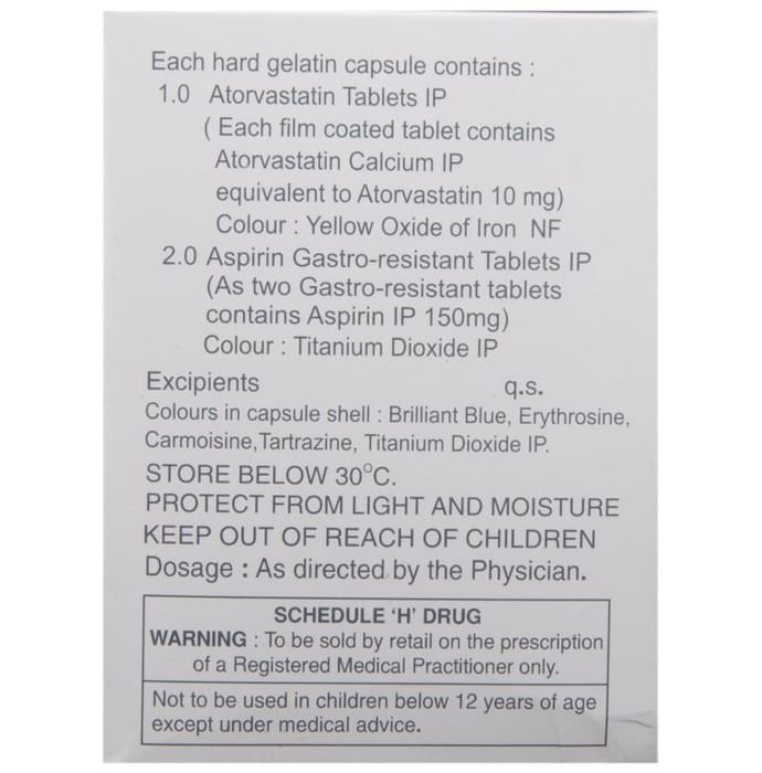 Atorva Asp 150 Capsule Atorvastatin 10mg + Aspirin 150mg