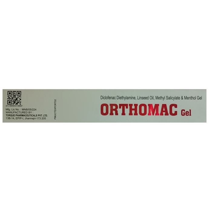 Orthomac Gel Diclofenac diethylamine 1.16% w/w + Linseed Oil 3% w/w + Methyl Salicylate 10% w/w + Me
