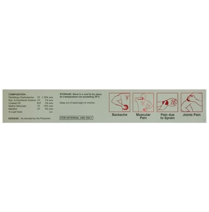 Orthomac Gel Diclofenac diethylamine 1.16% w/w + Linseed Oil 3% w/w + Methyl Salicylate 10% w/w + Me